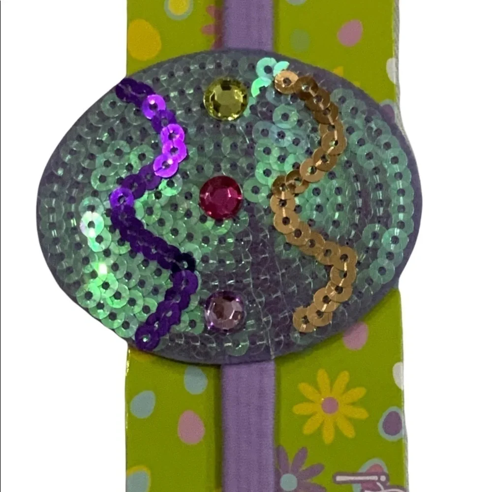 Sassy Sequin Easter Egg Headband Elasticized Easter Lavender Purple Girls Age 6+